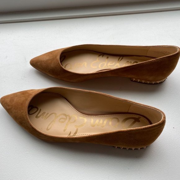 Sam Edelman Suede Flats with Gold Studs - Tan Size 6.5 - Picture 3 of 9